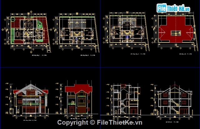 bản vẽ biệt thự,bản vẽ kiến trúc,kiến trúc biệt thự,biệt thự Kt 10x10m,BT 9.72x9.72m,BT 11.5x16.4m
